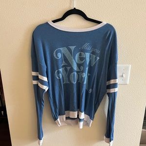 WILDFOX Blue “Miss You New York” Baggy Sweater